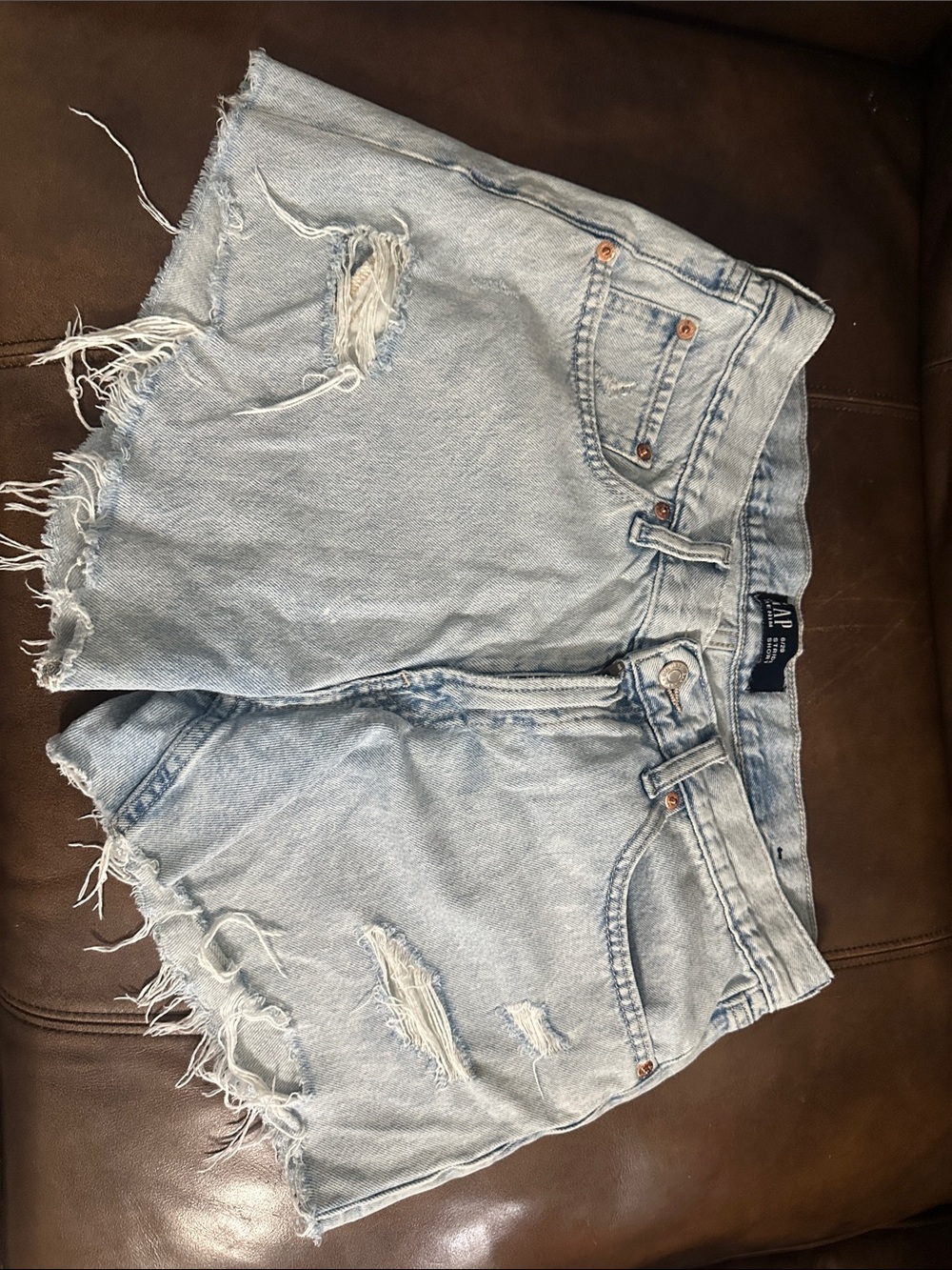 GAP Light Wash Distressed Denim Cutoff Shorts